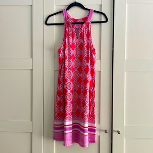Cabana Life Pink and White Patterned Dress